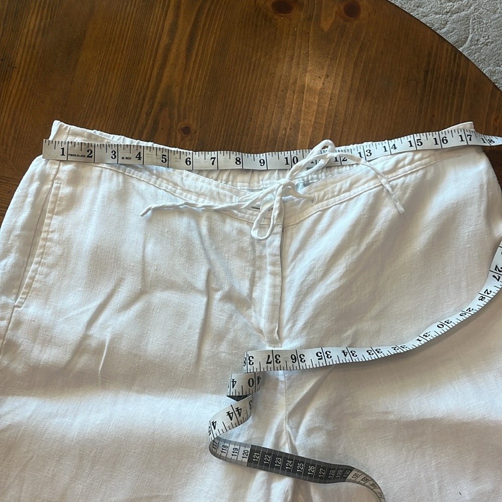 Kim Rogers Petite Fully Lined White Linen Pants with Partial Elastic Waist EUC - Picture 5 of 6